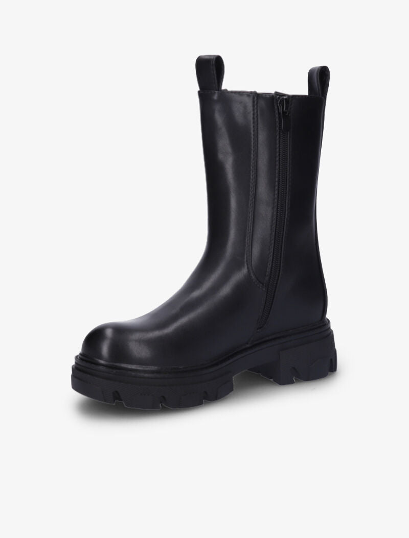 Boots montantes à semelles crantées et chevilles élastiquées - Noir - 4