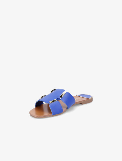 Claquettes à empiècement doré - Bleu - 3