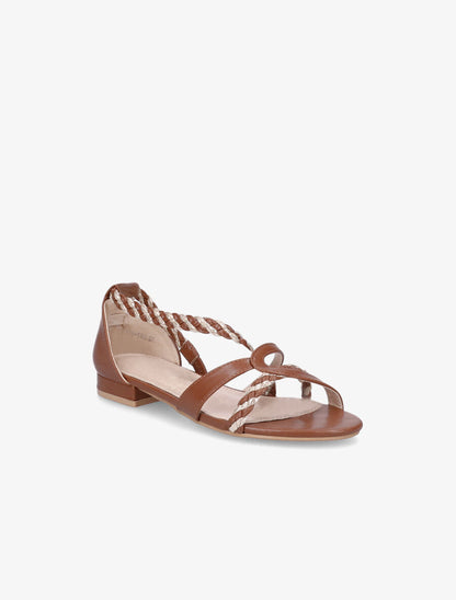 Nu-pieds à brides tressées et irisées - Camel - 2