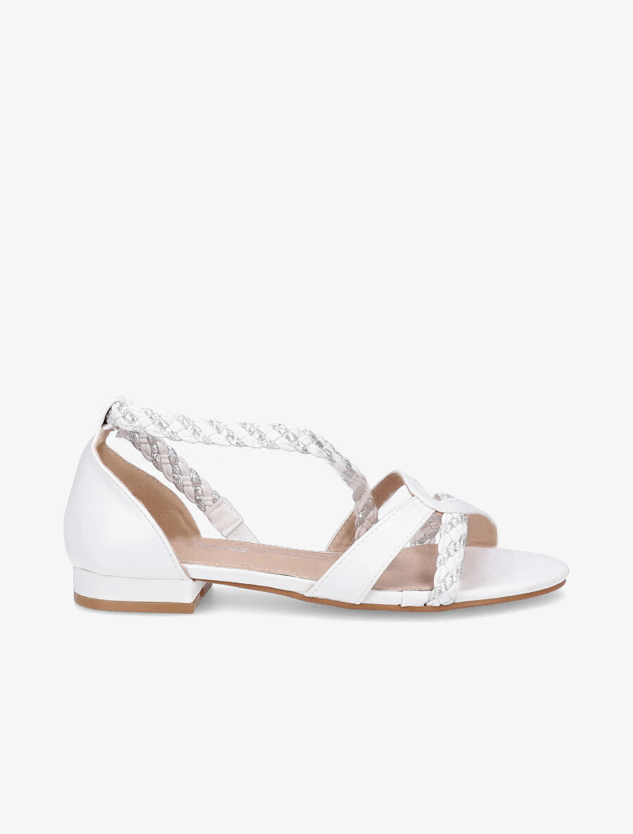 Nu-pieds à brides tressées et irisées - Blanc - 5