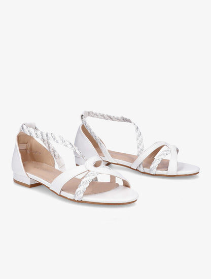 Nu-pieds à brides tressées et irisées - Blanc - 4
