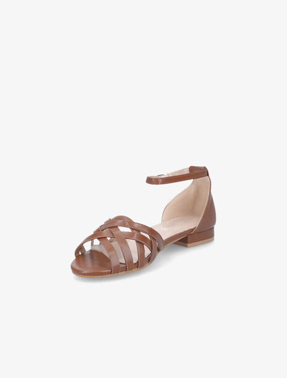Nu-pieds tressés en tissu lamé - Camel - 3