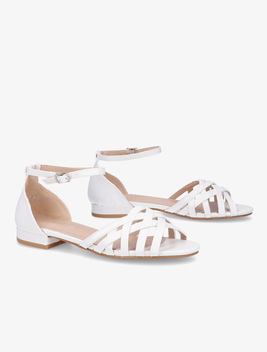 Nu-pieds tressés en tissu lamé - Blanc - 4