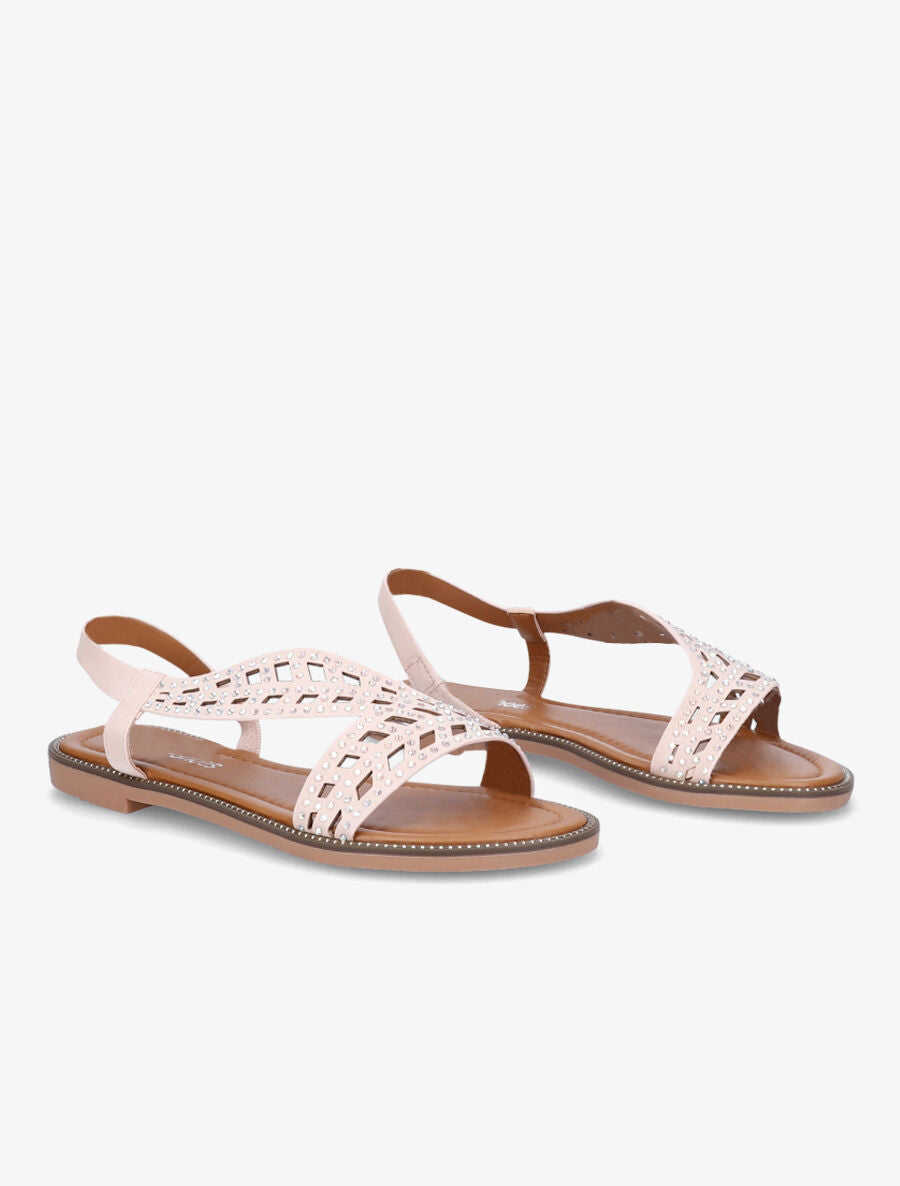 Nu-pieds à brides ornées de strass - Rose - 4