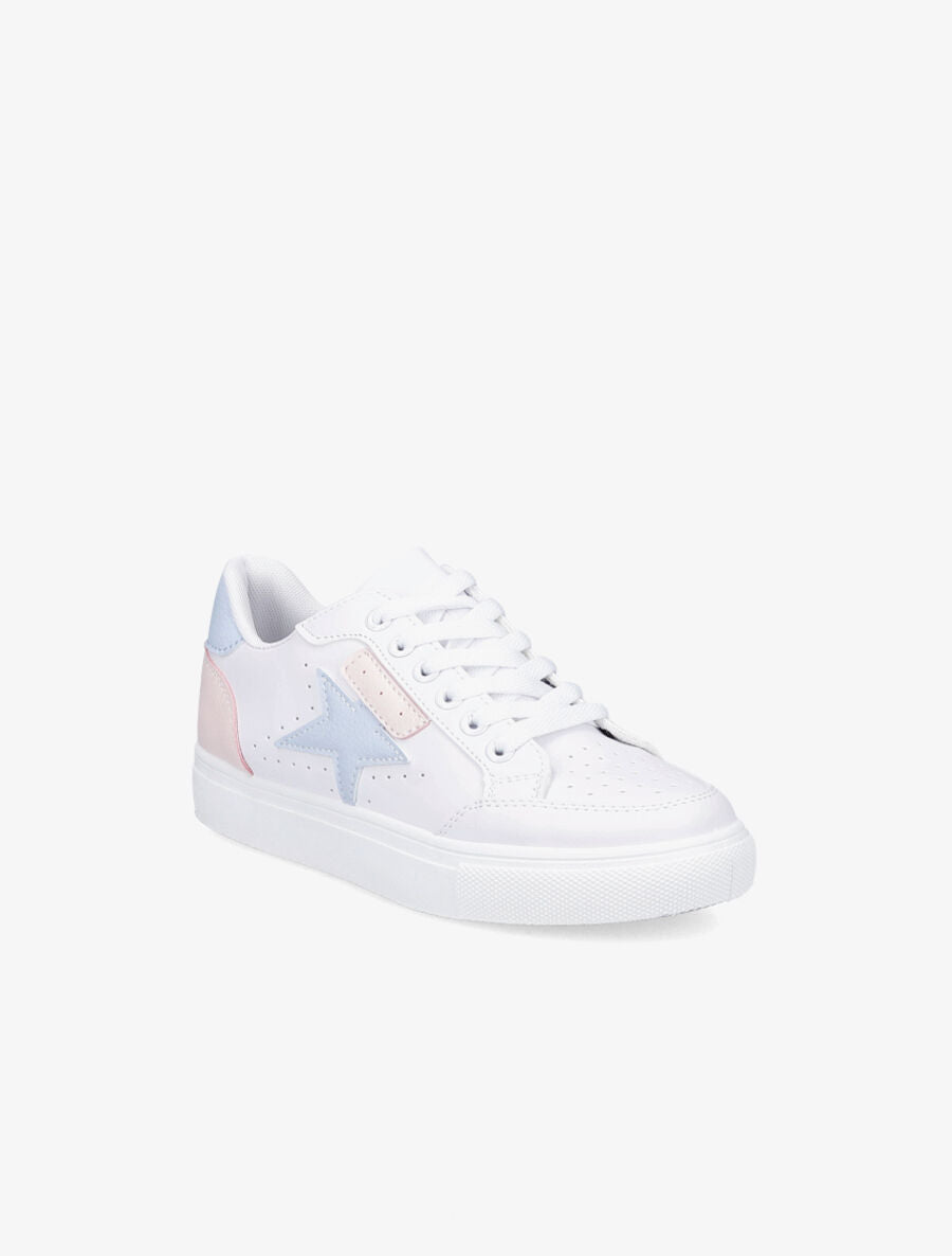 Tennis simili motif étoile - Blanc/bleu ciel - 2