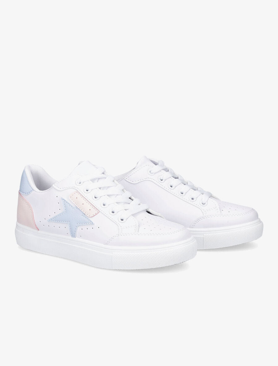 Tennis simili motif étoile - Blanc/bleu ciel - 4