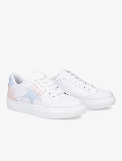 Tennis simili motif étoile - Blanc/bleu ciel - 4
