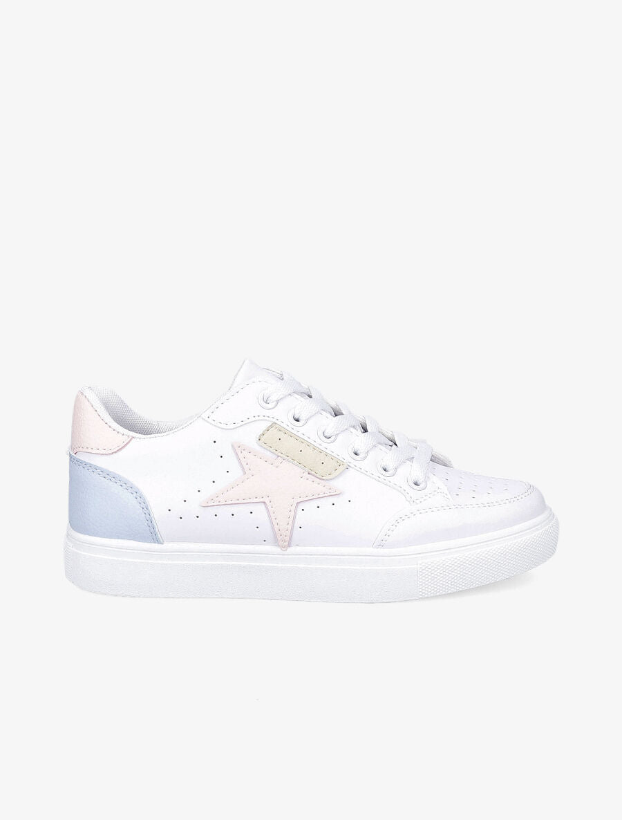 Tennis simili motif étoile - Blanc/rose - 1
