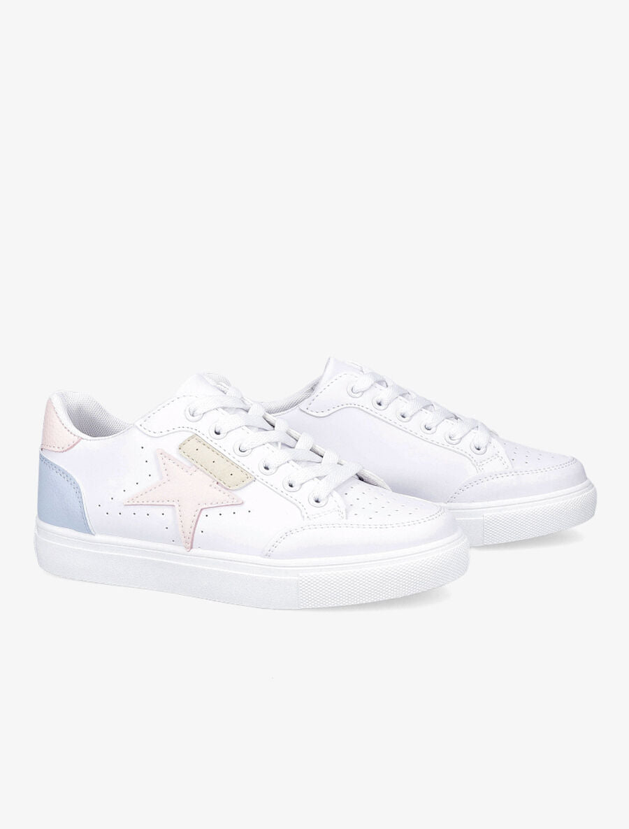 Tennis simili motif étoile - Blanc/rose - 4