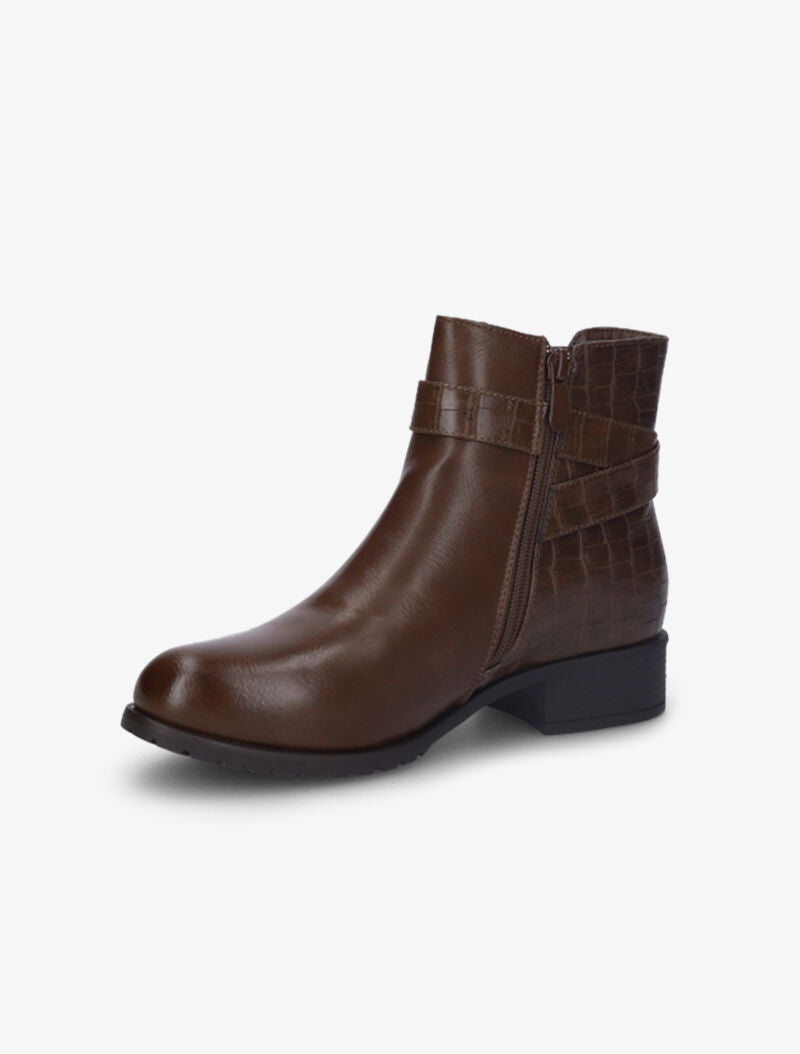 Bottines à contreforts effet croco et chevilles élastiquées - Marron - 3