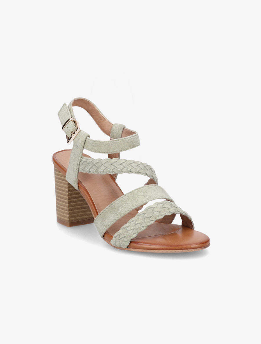 Sandales en suédine à multi brides - Vert d&