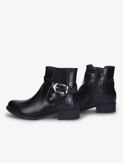 Bottines à contreforts effet croco et chevilles élastiquées - Noir - 4