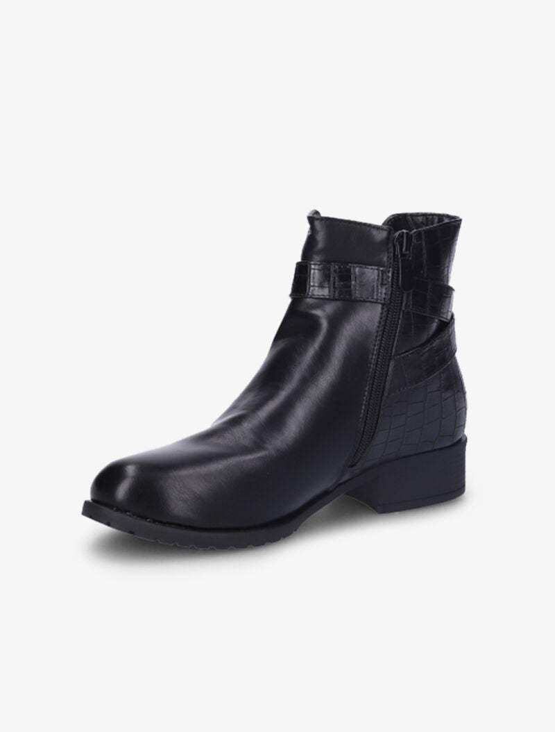 Bottines à contreforts effet croco et chevilles élastiquées - Noir - 3