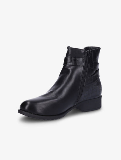 Bottines à contreforts effet croco et chevilles élastiquées - Noir - 3