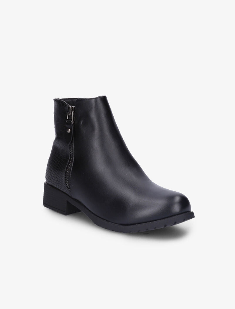 Bottines bi-matière à zip décoratif - Noir - 3
