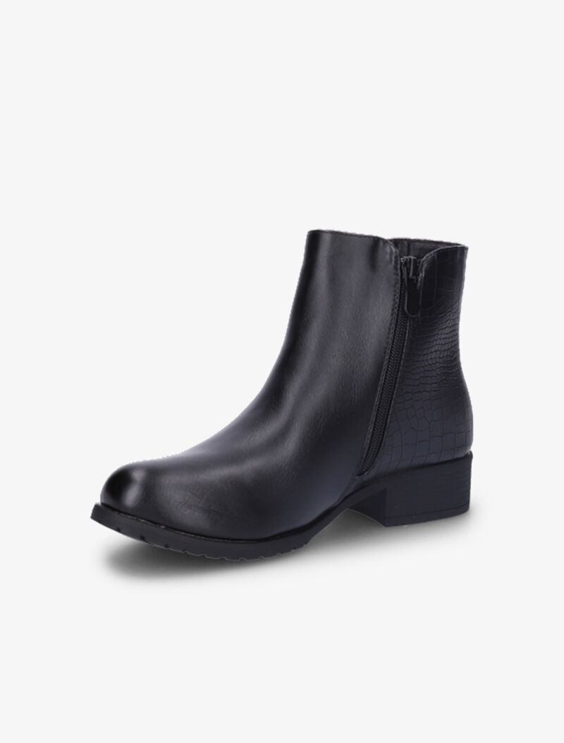 Bottines bi-matière à zip décoratif - Noir - 4