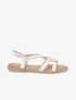 Nu-pieds en suédine à ganses entrelacées - Beige - 1