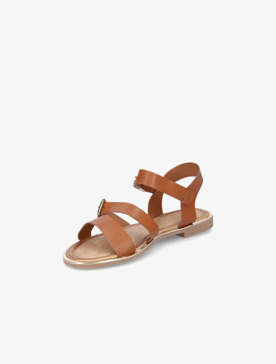 Nu-pieds à double brides en simili - Camel - 4