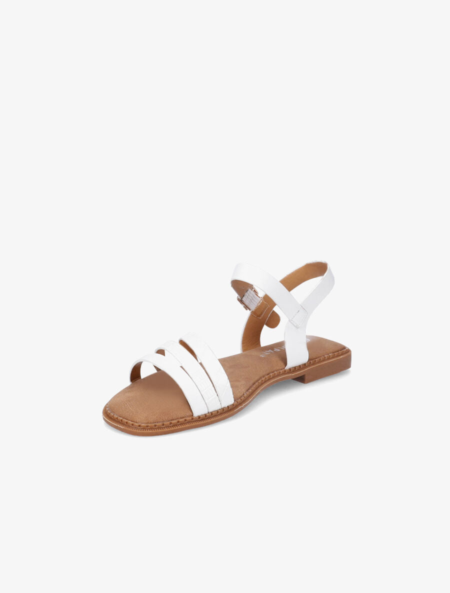 Nu-pieds à brides croco et python - Blanc - 3