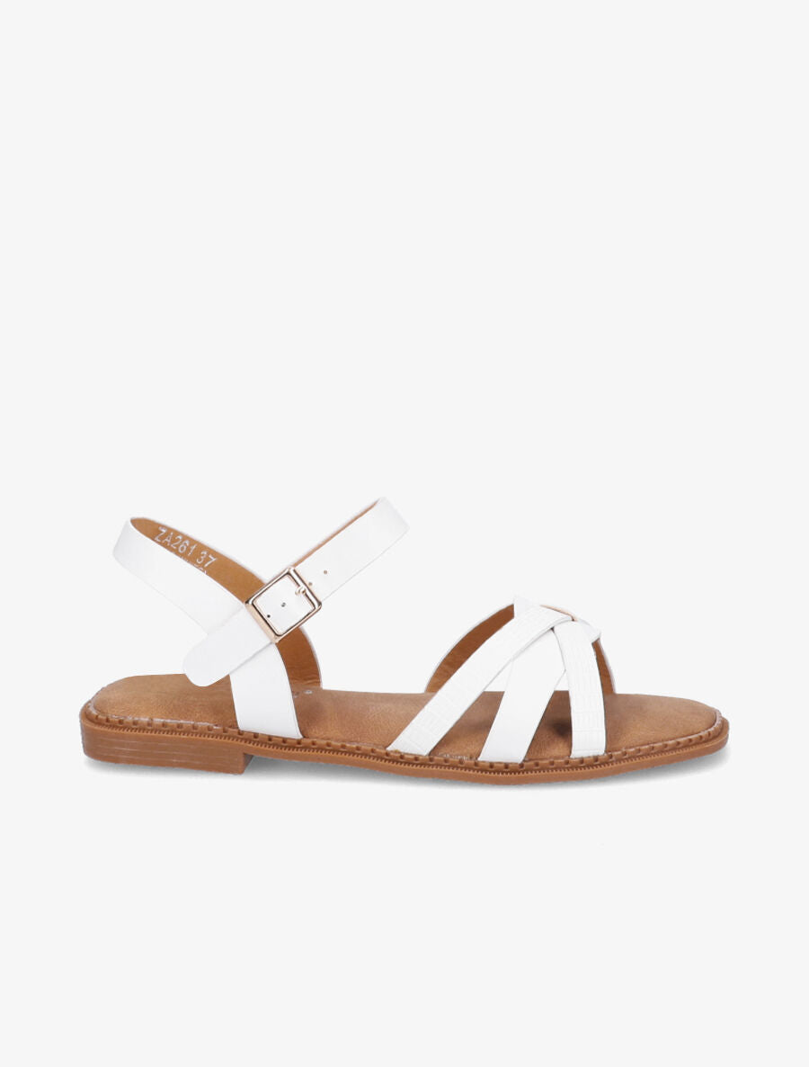 Nu-pieds à ganses texturées - Blanc - 1