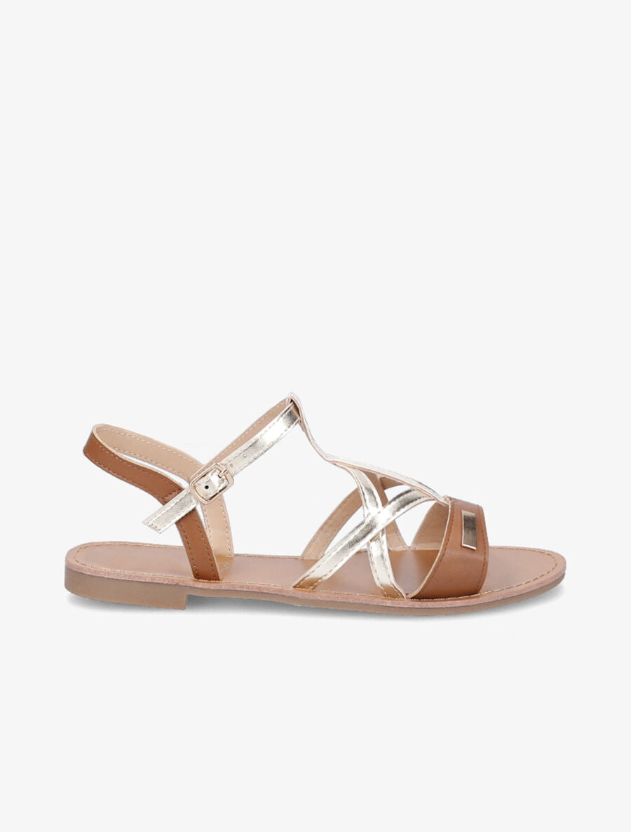 Nu-pieds croisés et irisés - Camel - 2