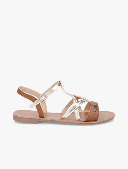 Nu-pieds croisés et irisés - Camel - 2