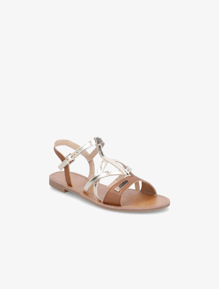 Nu-pieds croisés et irisés - Camel - 3