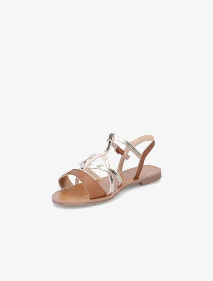 Nu-pieds croisés et irisés - Camel - 4