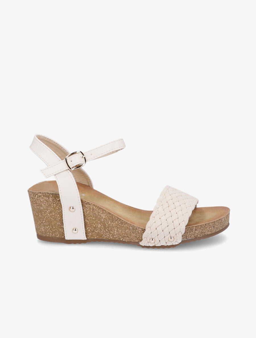 Sandales compensées tressées - Beige - 1