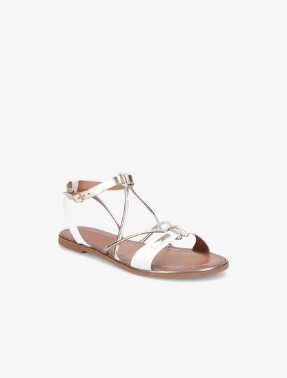 Nu-pieds à ganses et brides irisées - Blanc - 3