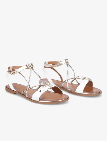 Nu-pieds à ganses et brides irisées - Blanc - 5
