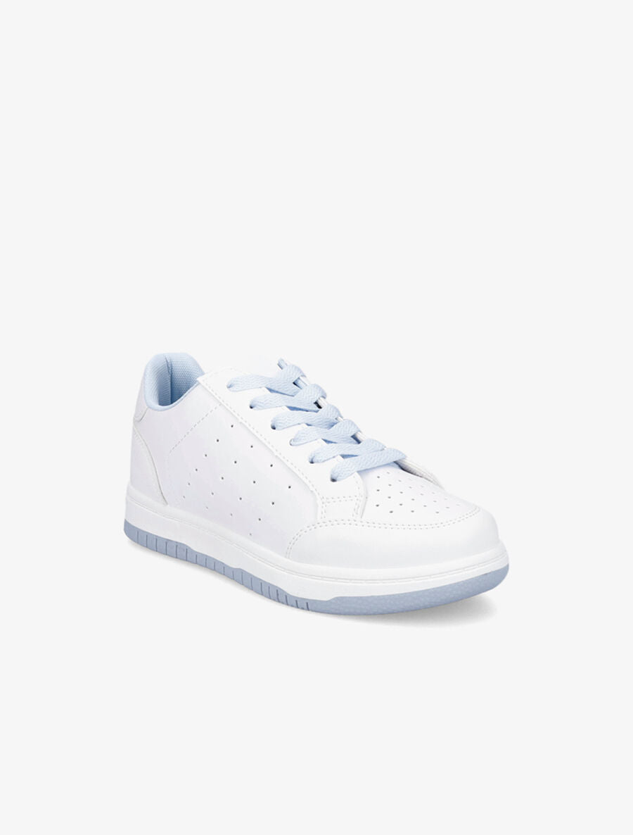 Baskets bicolore en simili - Bleu ciel - 2