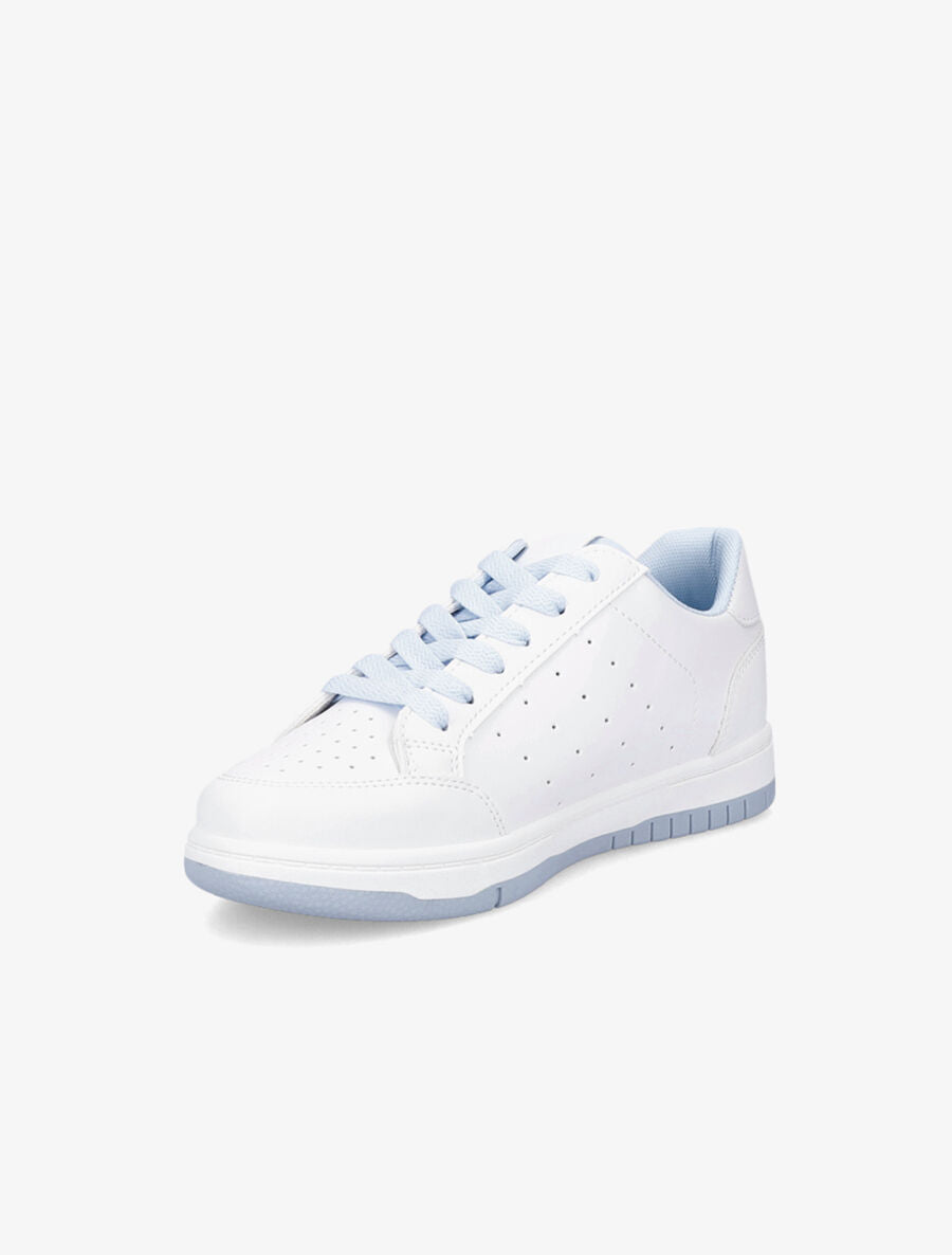 Baskets bicolore en simili - Bleu ciel - 3