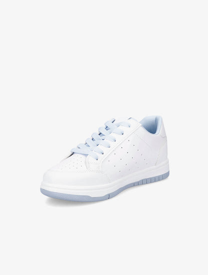 Baskets bicolore en simili - Bleu ciel - 3