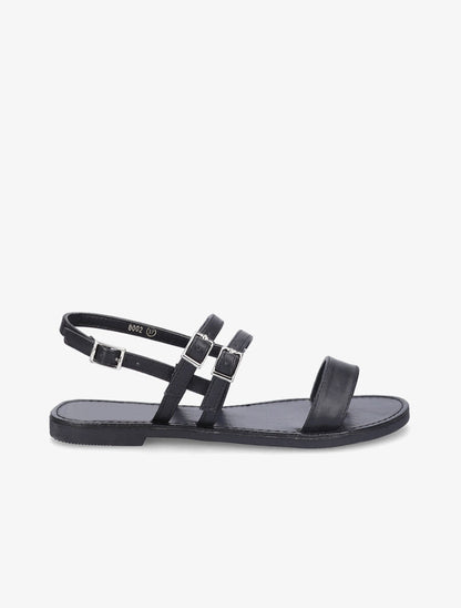 Nu-pieds en simili à triple brides - Noir - 6