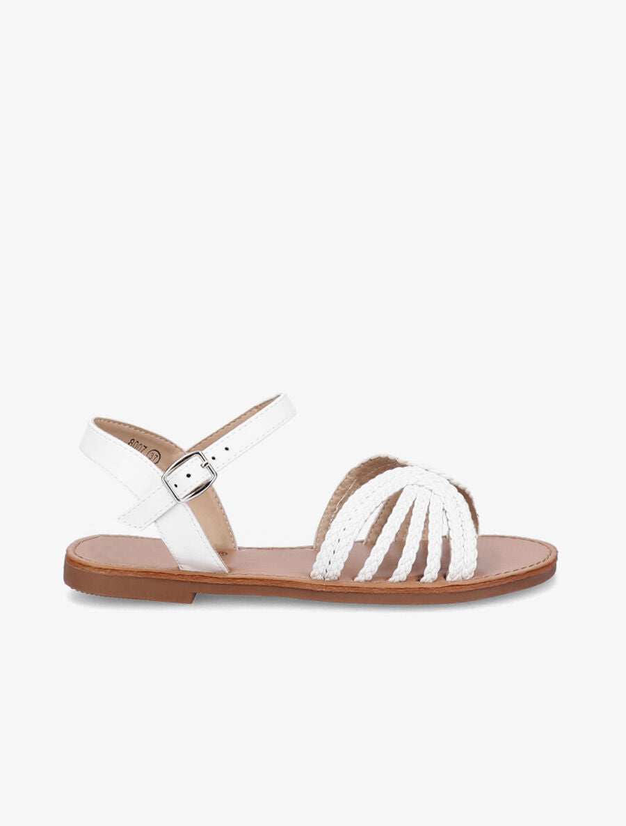 Nu-pieds à ganses tressées entrelacées - Blanc - 2
