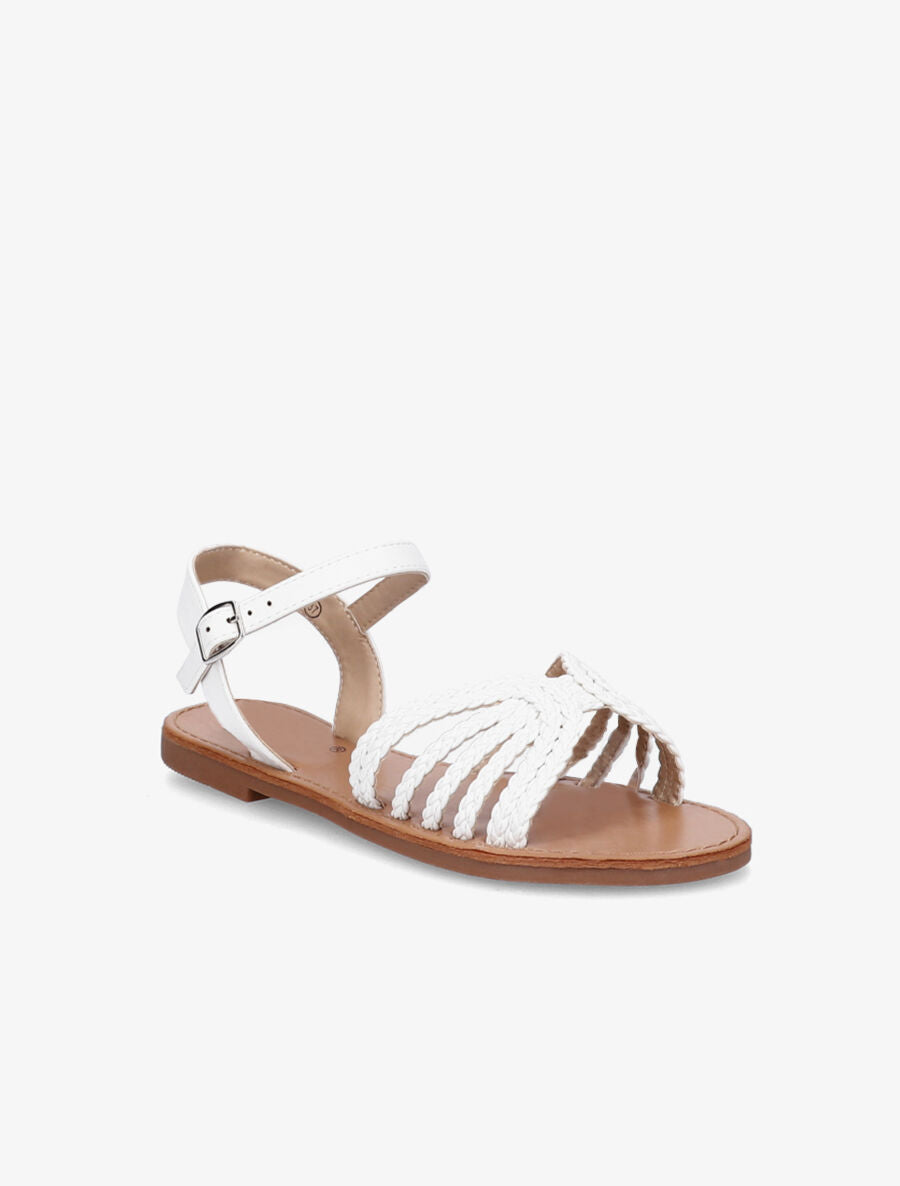 Nu-pieds à ganses tressées entrelacées - Blanc - 3