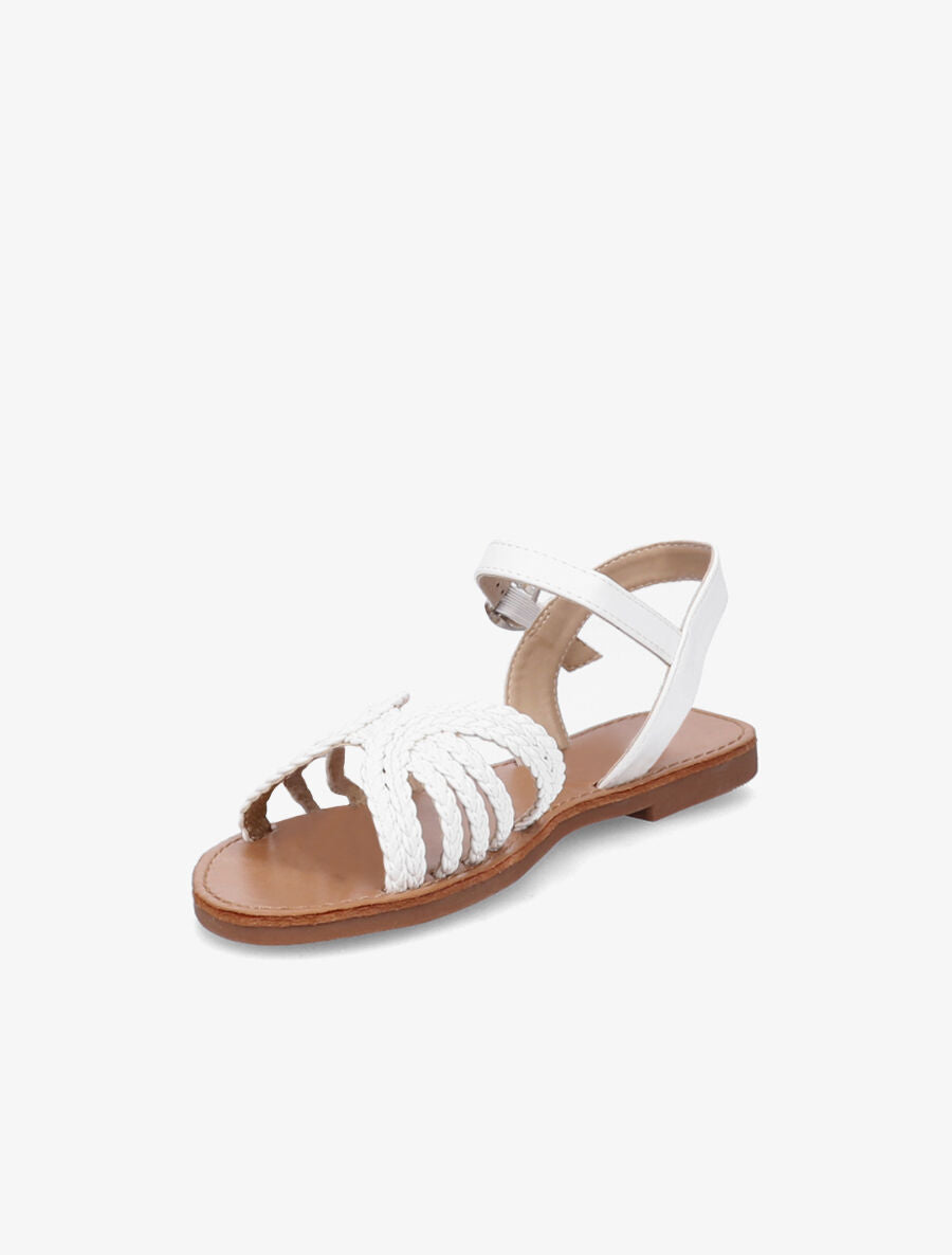 Nu-pieds à ganses tressées entrelacées - Blanc - 4