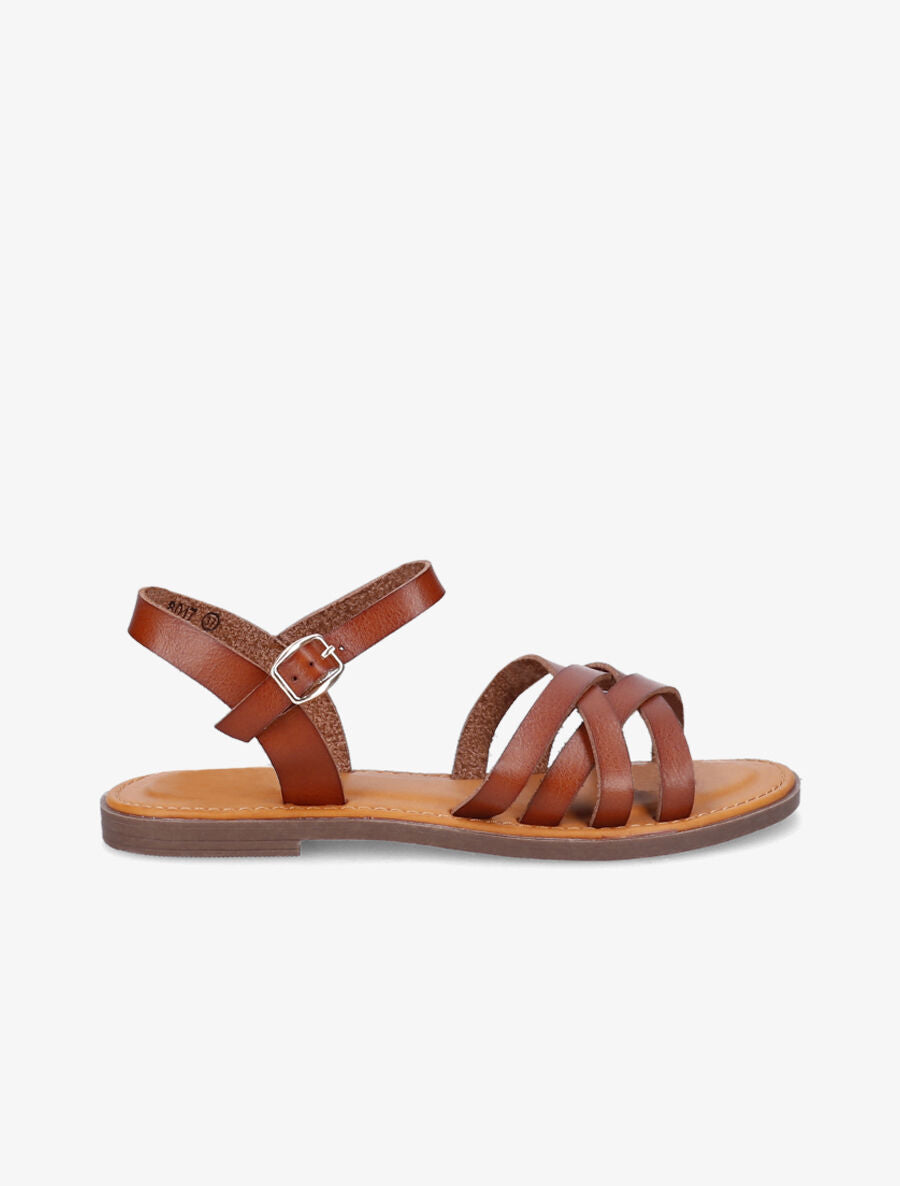 Nu-pieds à ganses entrelacées - Camel - 2
