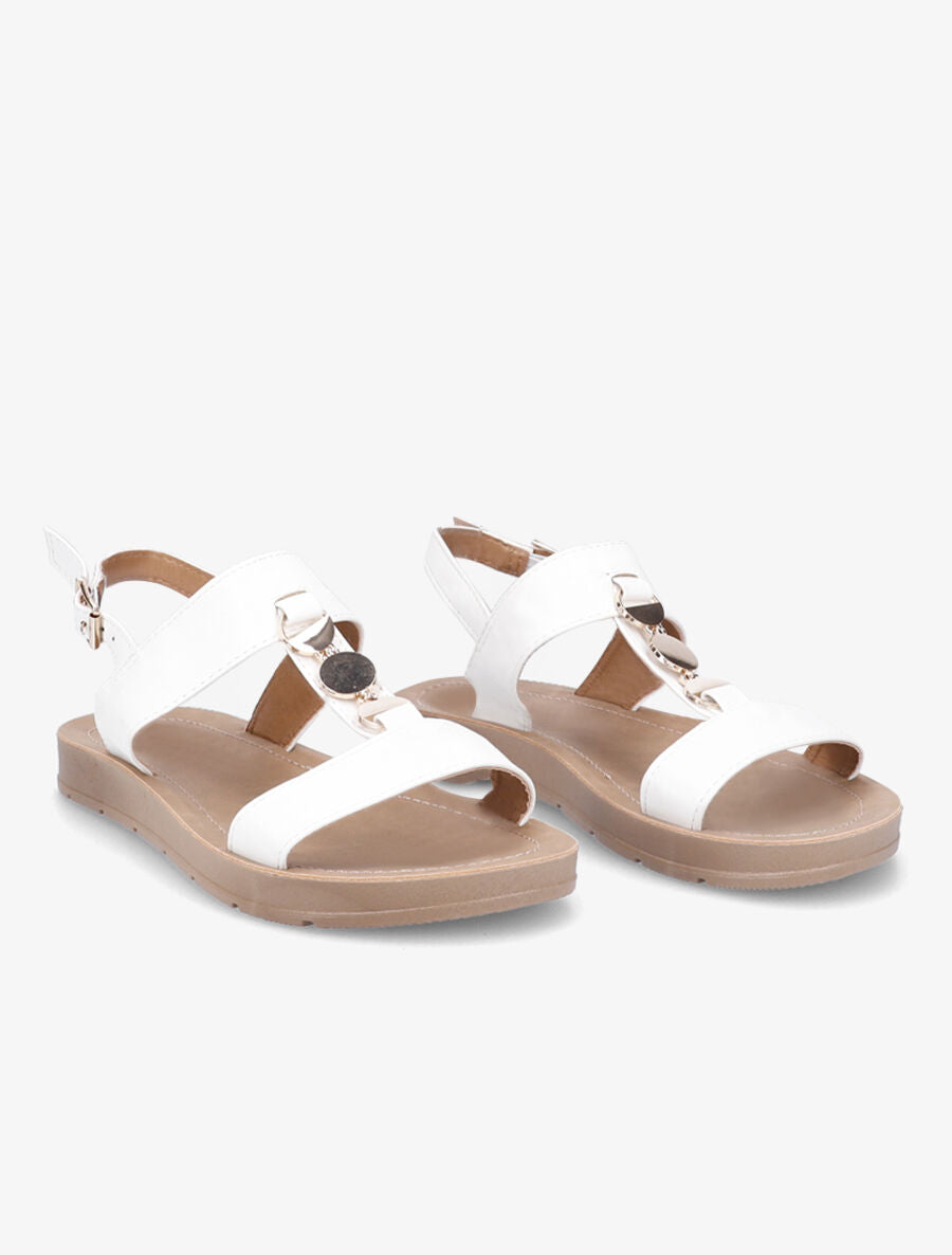 Nu-pieds à bride en T bijou - Blanc - 5