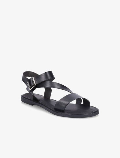 Nu-pieds à bride en biais - Noir - 3