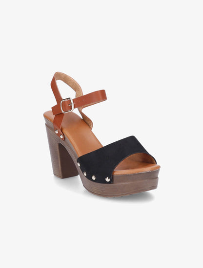 Sandales bi-matière style sabot - Noir - 2