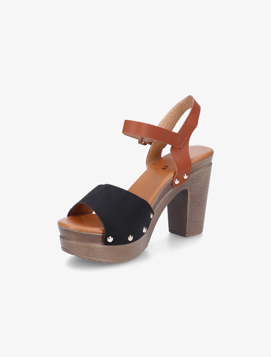 Sandales bi-matière style sabot - Noir - 3