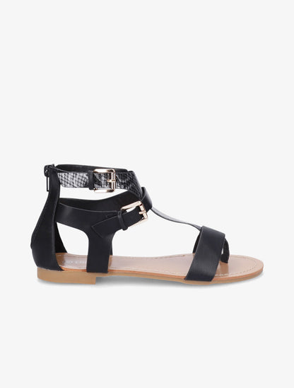 Nu-pieds en simili à bride effet python - Noir - 1