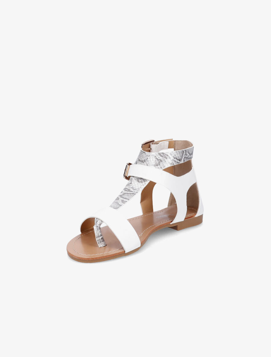Nu-pieds en simili à bride effet python - Blanc - 4