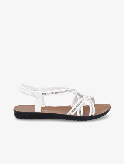 Nu-pieds à brides entrelacées ornées de strass - Blanc - 2