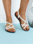 Nu-pieds à brides entrelacées ornées de strass - Blanc - 1