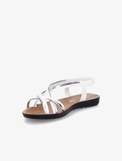 Nu-pieds à brides métalisées - Blanc - 4
