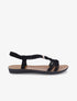 Nu-pieds à empiècement bijoux dorés - Noir - 1