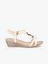 Sandales compensées à empiècement effet bois - Beige - 1